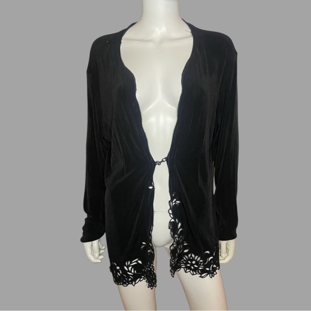 Chico’s‎ Traveler Black Open Front Vintage Cardigan